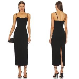 JONATHAN SIMKHAI Caspian Bustier Black Bodycon Midi Dress Size 8